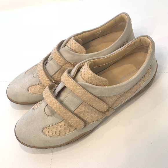 GIORGIO ARMANI Suede Python Sneakers Sz 40 - Picture 2 of 6